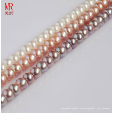 9-10mm hilos de perlas cultivadas, blanco, rosa, lavanda, botón redondo